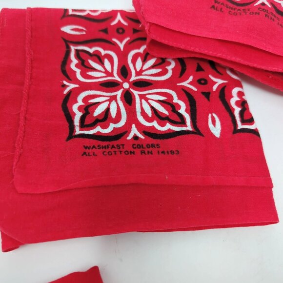 Vintage Bandana Red Washfast USA Cotton Set 14193 Wamcraft - Picture 5 of 6